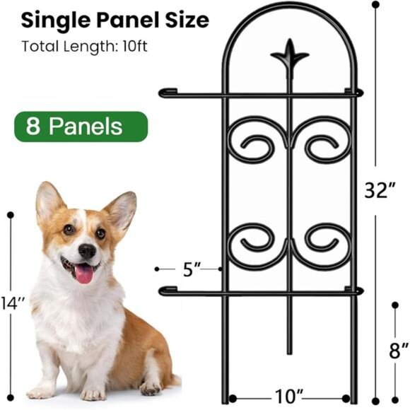 8 Panels 32in(H)×10ft(L) Decorative Garden Fences and Borders for Dogs Panels - Picture 3 of 7